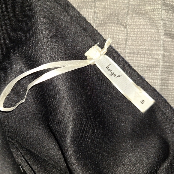 Hazel Black Blue Textured Plunge V-Neck  Fit & Flare Dress Size Small - Picture 8 of 13